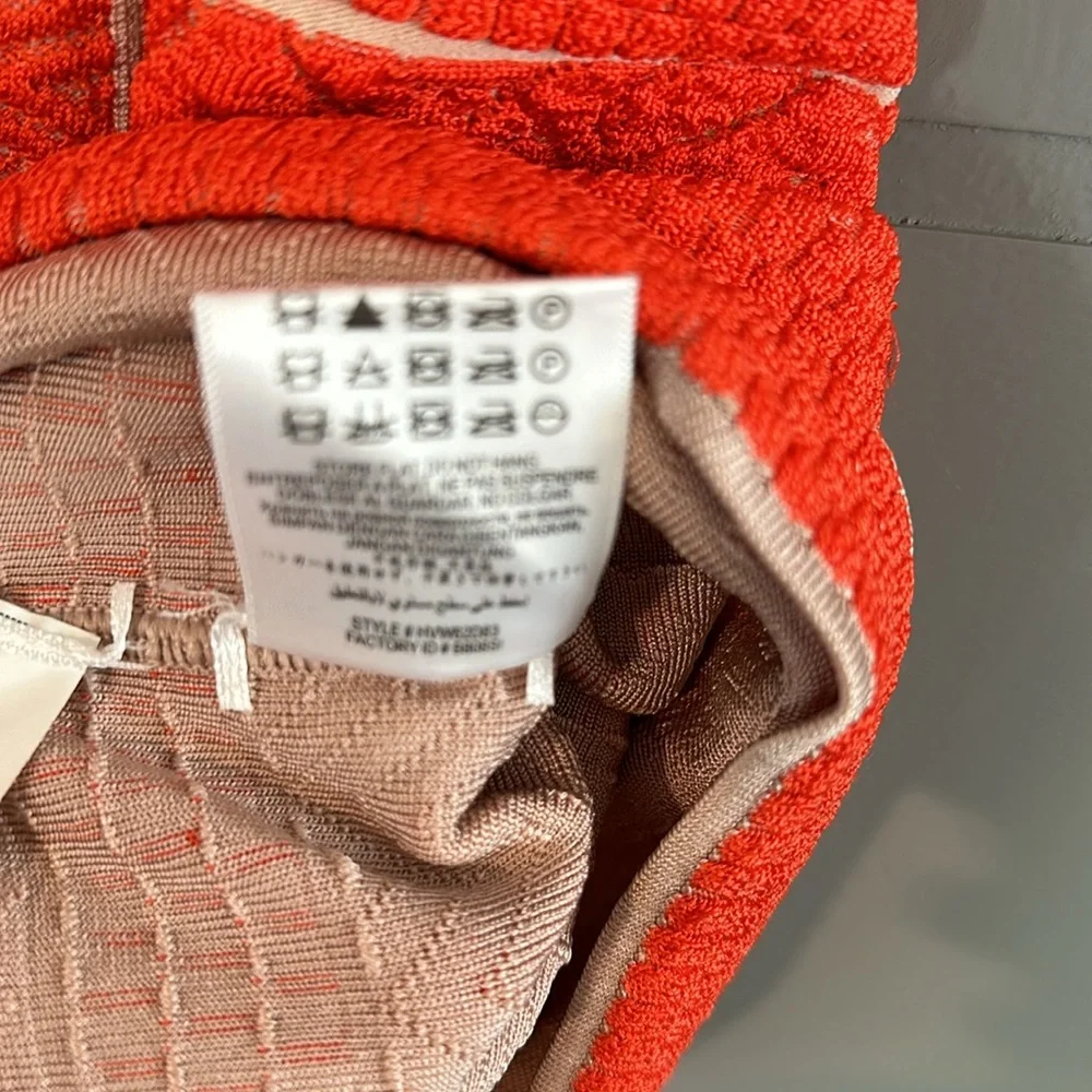 Herve Leger Indra Chevron Textured Bandage Mini Dress in Coral Size XS - Picture 9 of 10